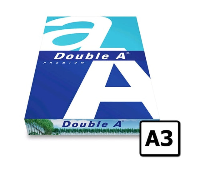 DOUBLE A  A3 COPY PAPER 80GSM WHITE 500 SHEETS PER REAM- CARTON OF 3 REAMS