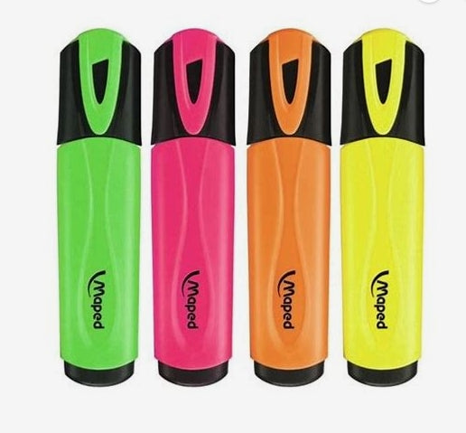 MAPED FLURO HIGHLIGHTERS 4 PACK