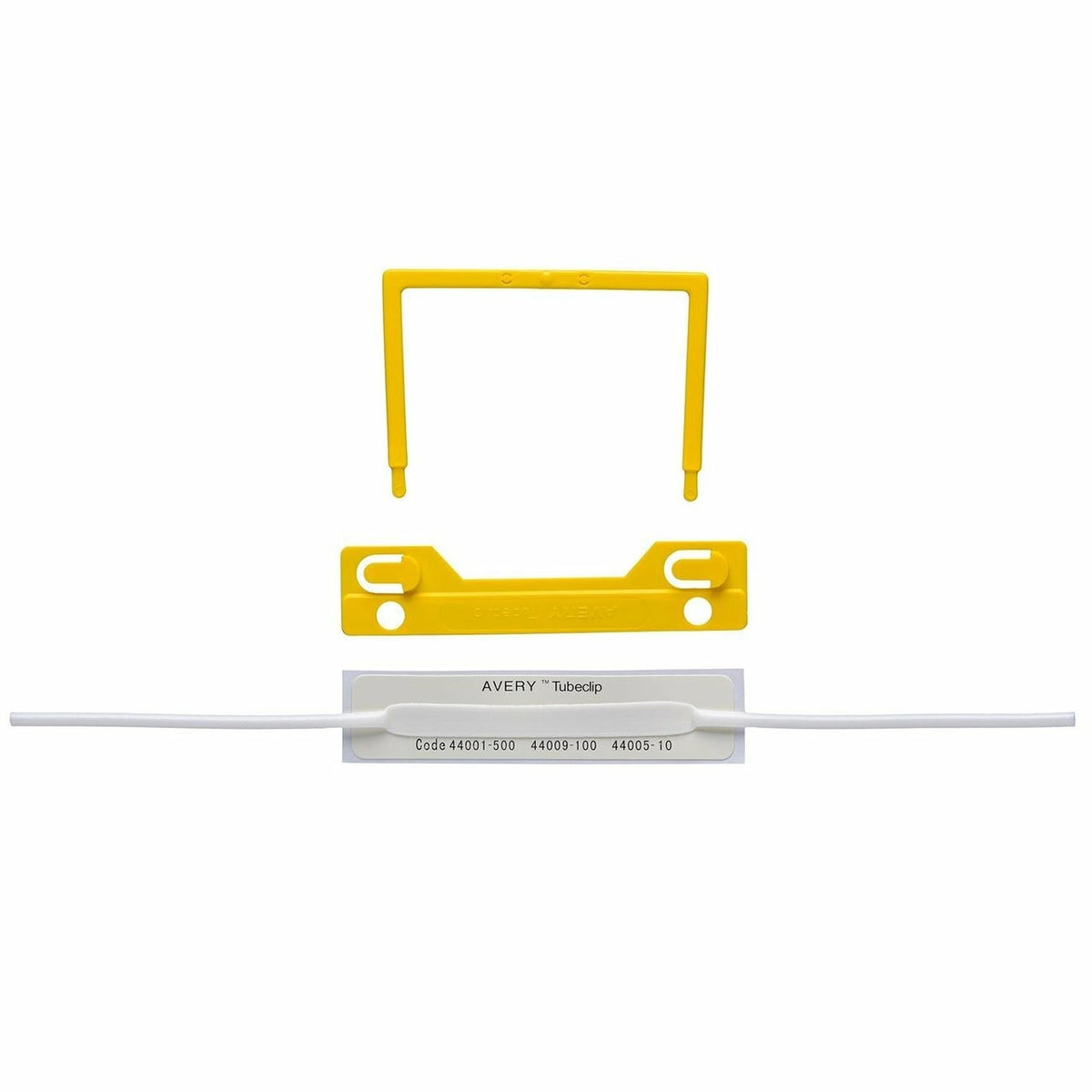 AVERY 44009Y YYELLOW TUBECLIP FILE FASTENER WITH BASE, &#39;U&#39; PIECE AND COMPRESSOR BAR, 100/BOX