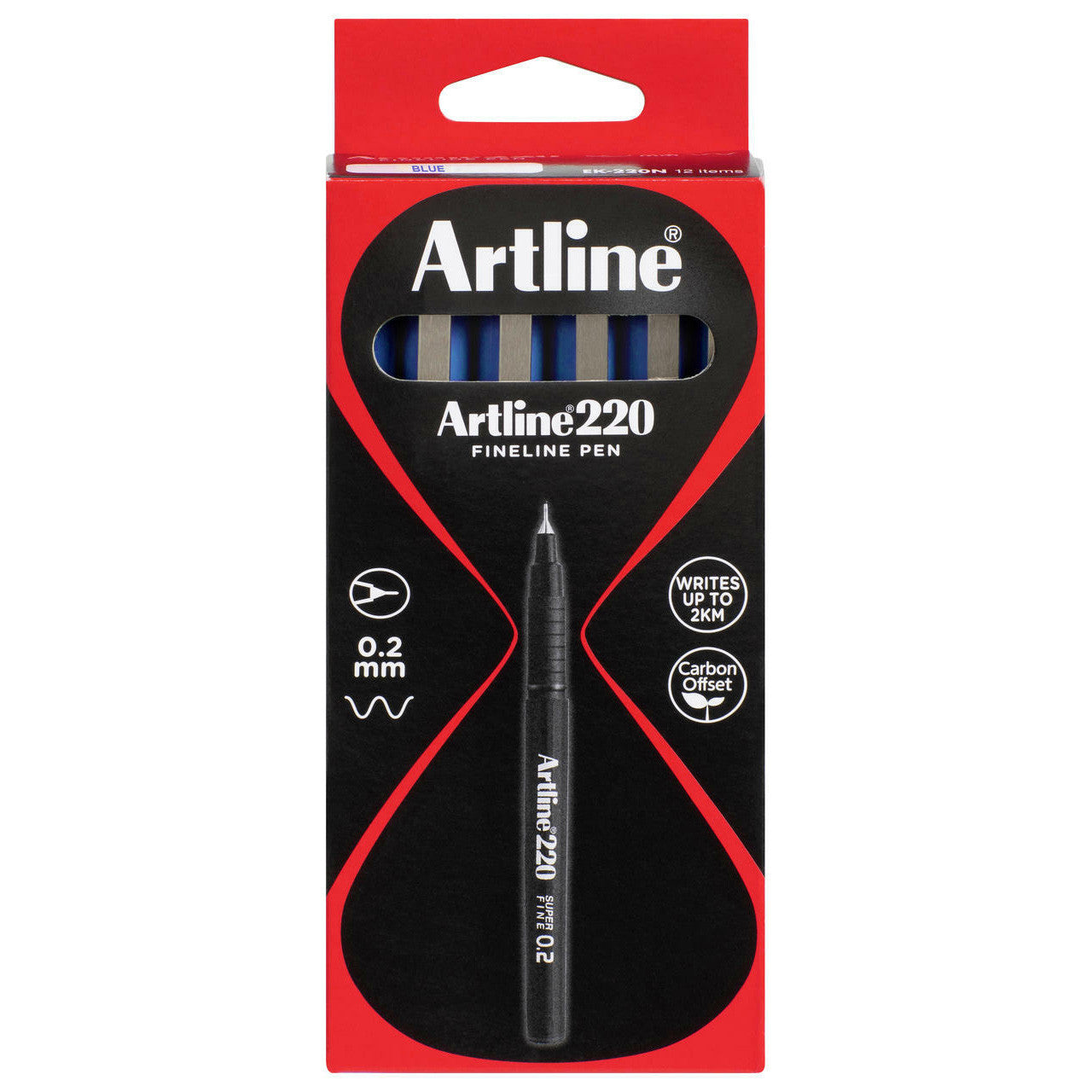 ARTLINE #122003 220 FINELINER PEN 0.2MM BLUE BOX OF 12
