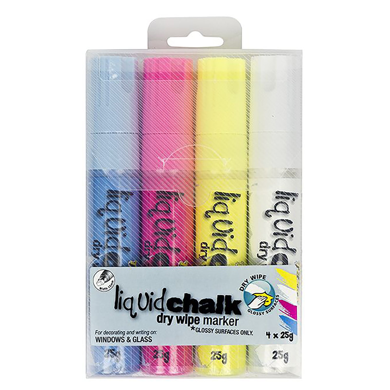 TEXTA LIQUID CHALK MARKER DRY WIPE ASTD WALLET 4 CHISEL