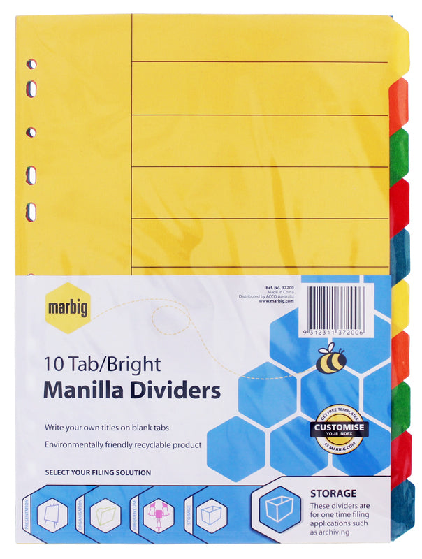 MARBIG A4 10 TAB DIVIDERS