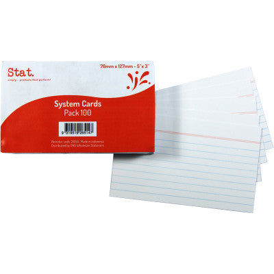 SYSTEM CARDS STAT 6X4 RULED WHITE PK100