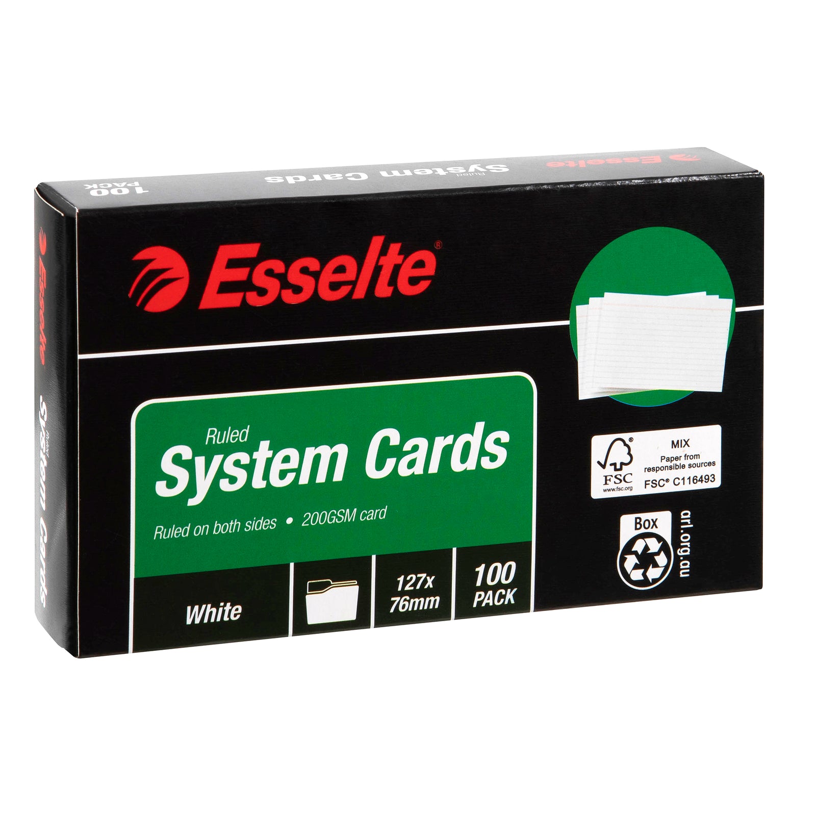 ESSELTE SYSTEM CARDS 127X76MM (5X3) WHITE PK100