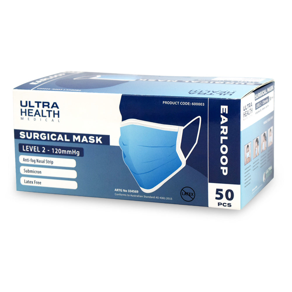 FACEMASK ULTRA HEALTH EARLOOP DISPOSABLE