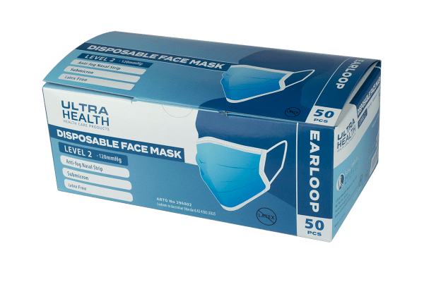 FACEMASK ULTRA HEALTH EARLOOP DISPOSABLE