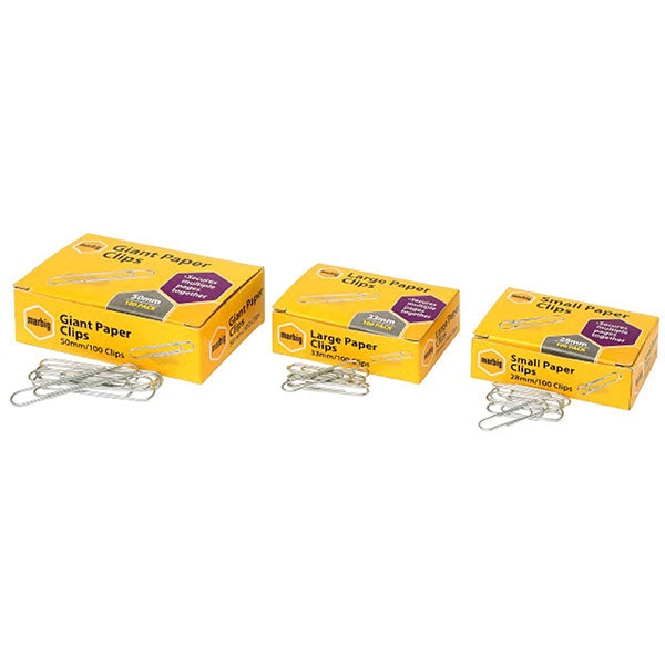 MARBIG® PAPER CLIPS 28MM SMALL BX 100 28MM SMALL BOX 100