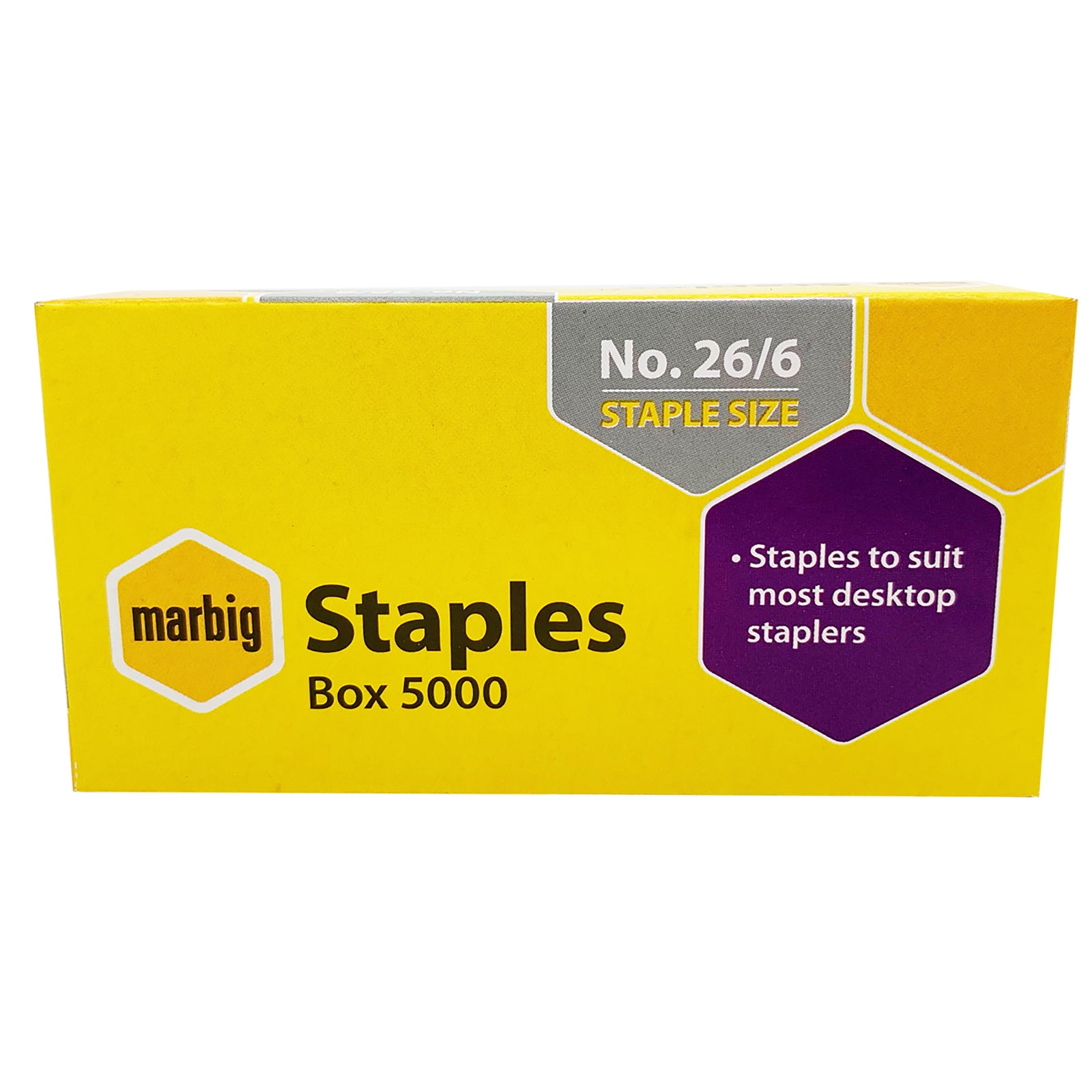 MARBIG STAPLES 26/6MM BOX 5000