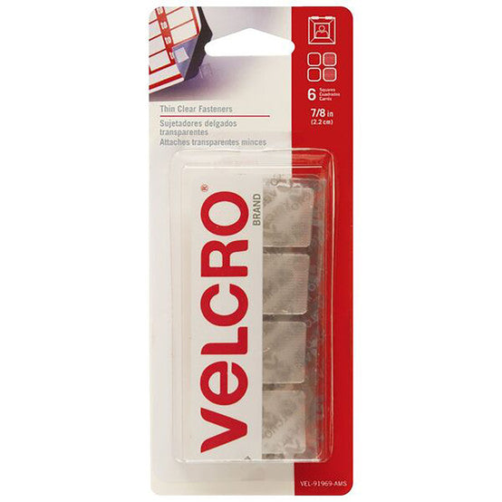 VELCRO® BRAND FASTENER 22 X 22MM SQUARES CLEAR 6 PACK - That Office ...