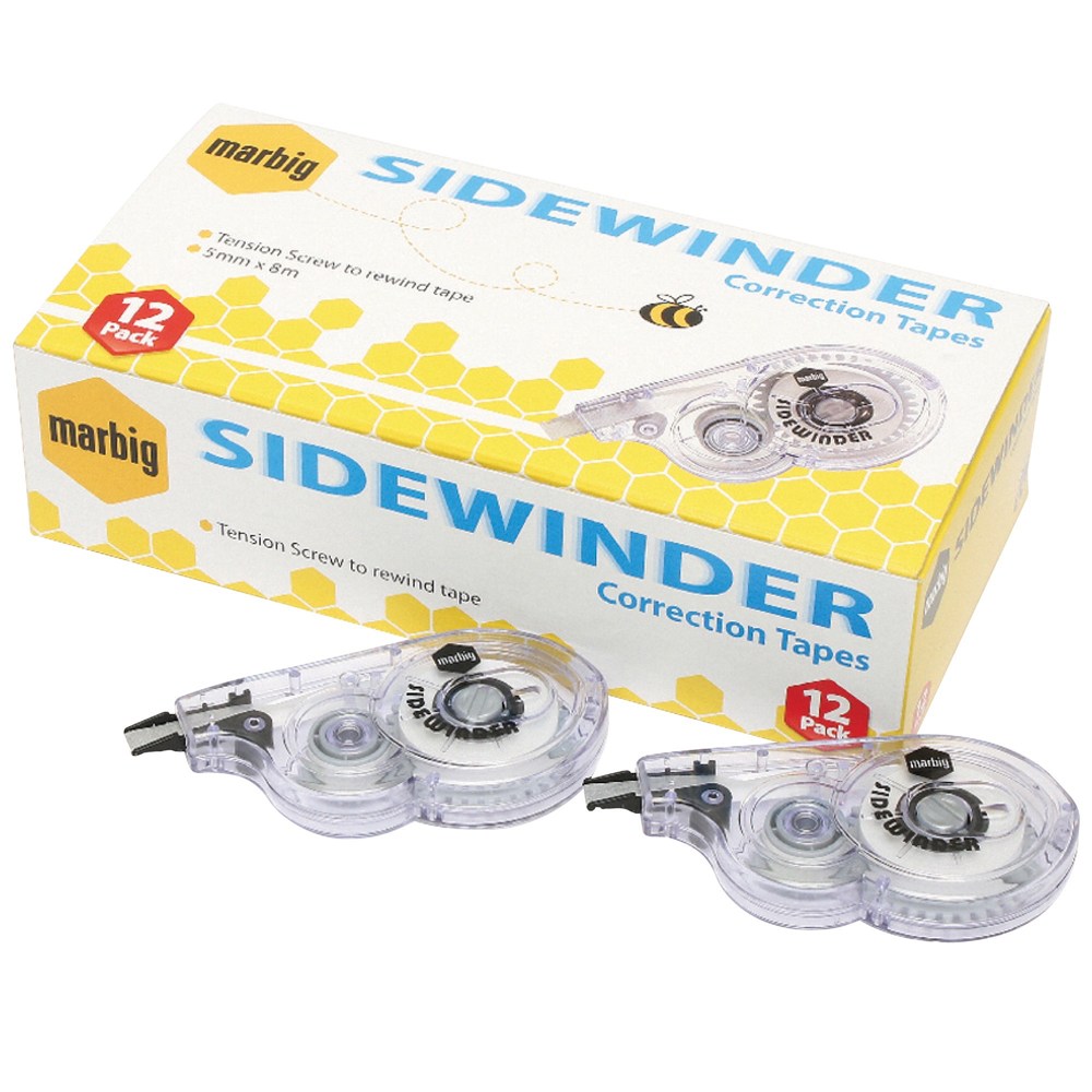 MARBIG CORRECTION TAPE SIDEWINDER 5MMX8M BOX OF 12
