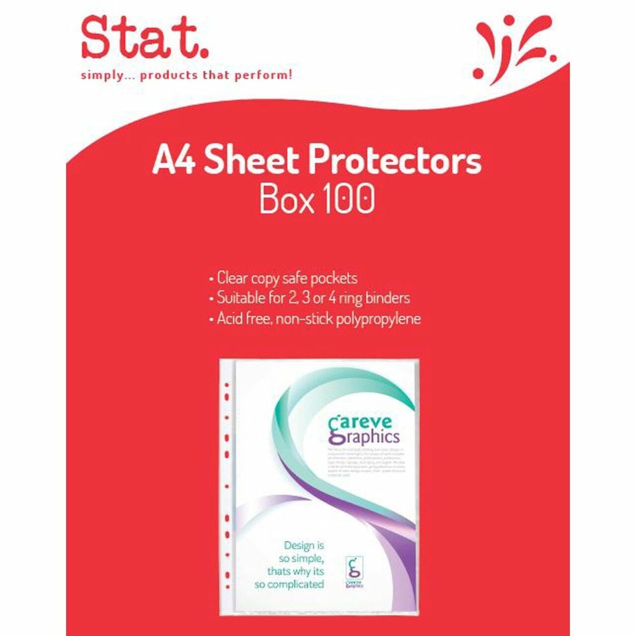 STAT SHEET PROTECTORS A4 LIGHTWEIGHT (100 PACK)