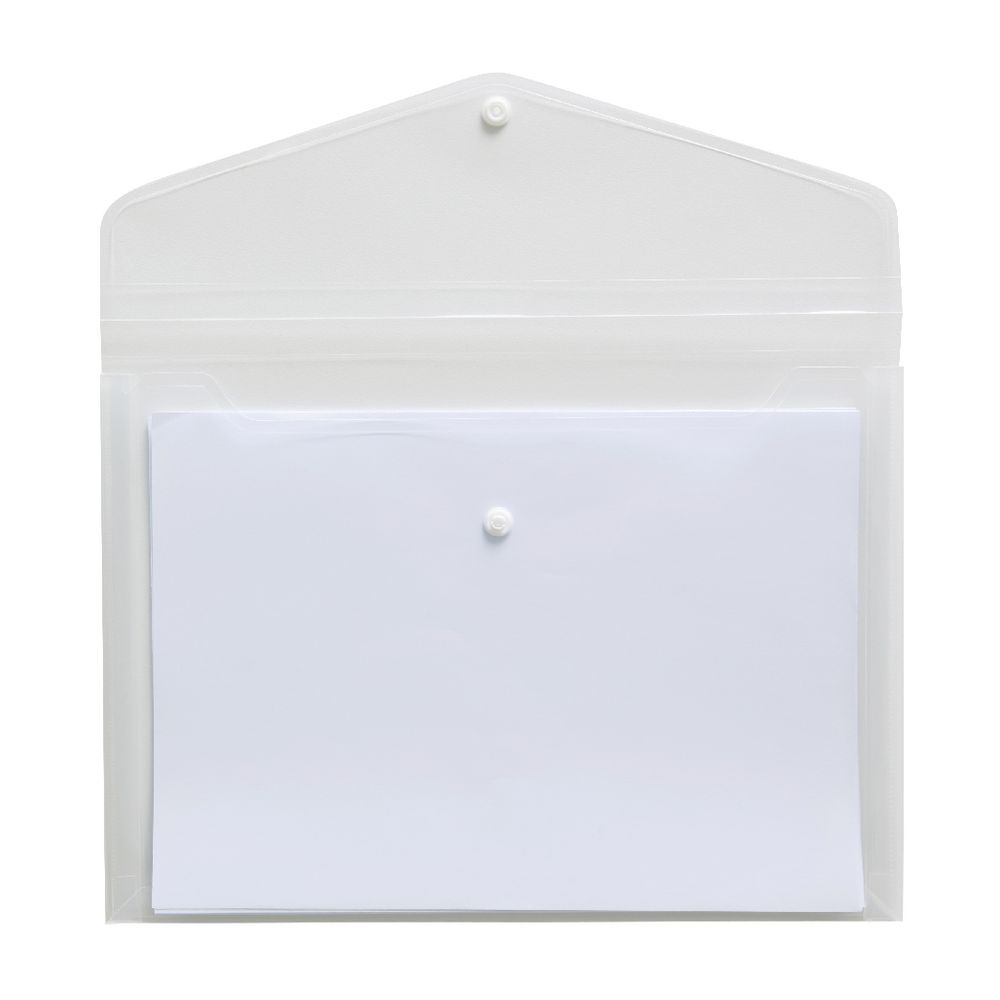 STAT DOCUMENT WALLET A4 PP W/BUTTON CLEAR PK10