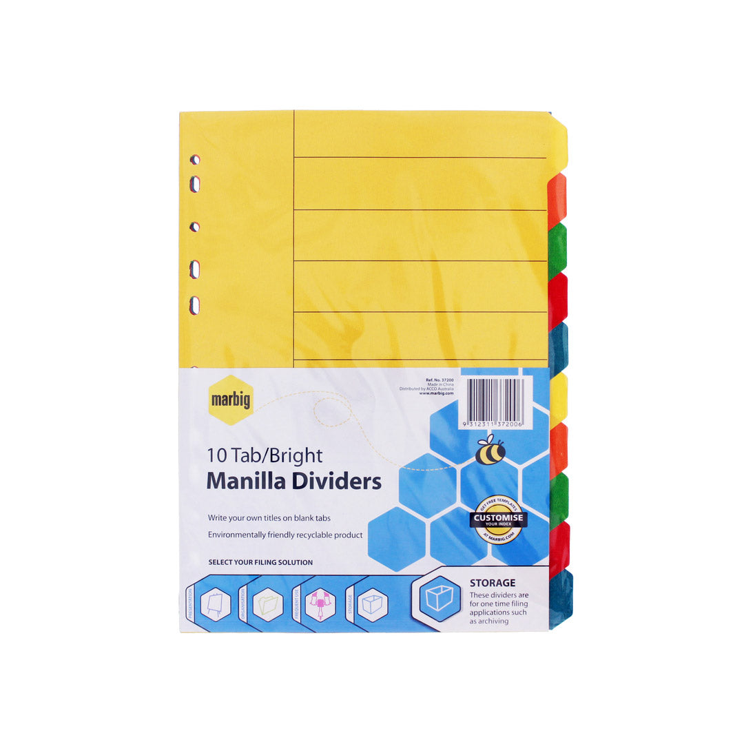 MARBIG A4 10 TAB DIVIDERS