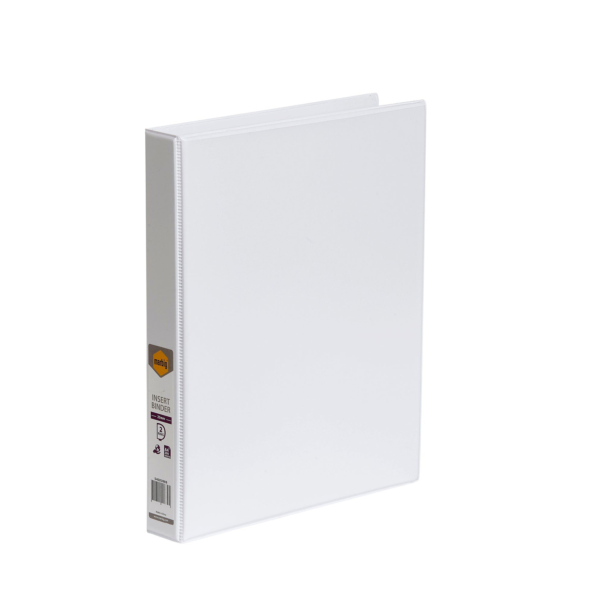 MARBIG CLEARVIEW INSERT BINDER A4 25MM 2D WHITE