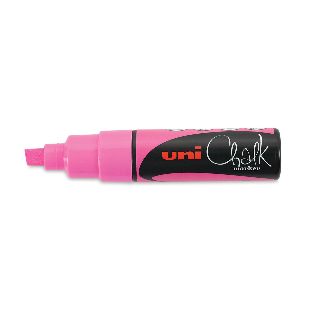 UNI LIQUID CHALK MARKER (PWE-8K) CHISEL TIP 8MM FLUORO PINK
