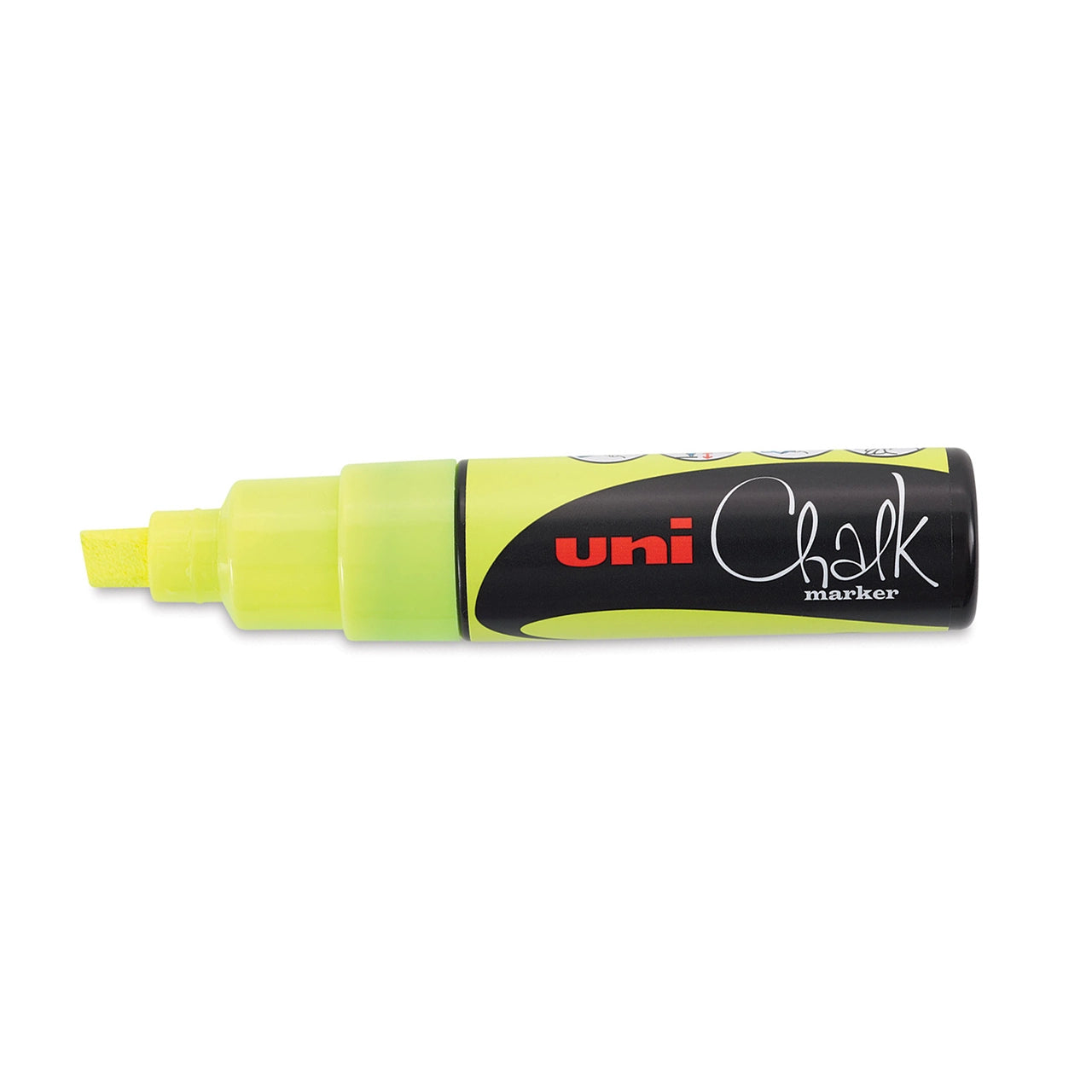 UNI LIQUID CHALK MARKER (PWE-8K) CHISEL TIP 8MM FLUORO YELLOW