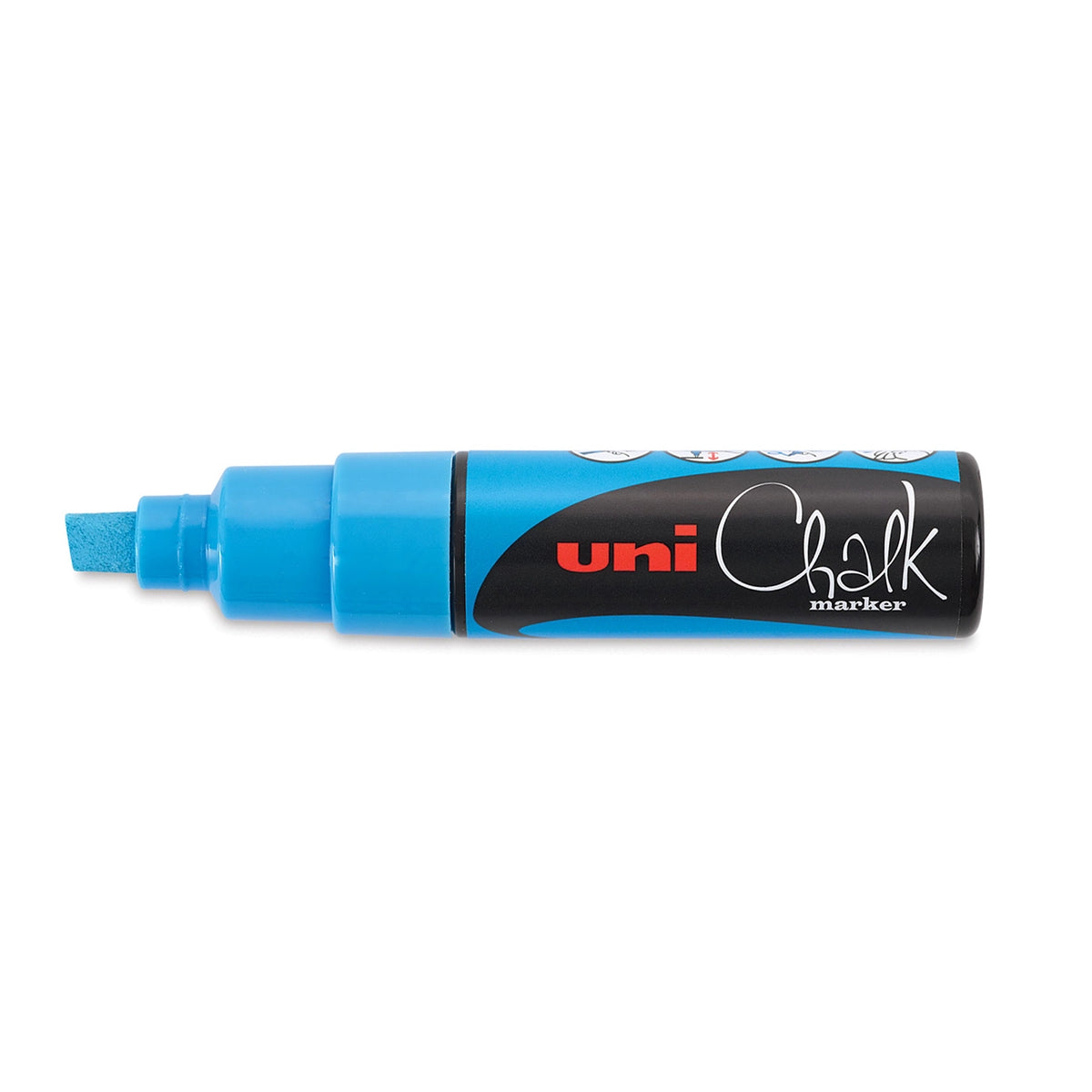 UNI LIQUID CHALK MARKER (PWE-8K) CHISEL TIP 8MM LIGHT BLUE