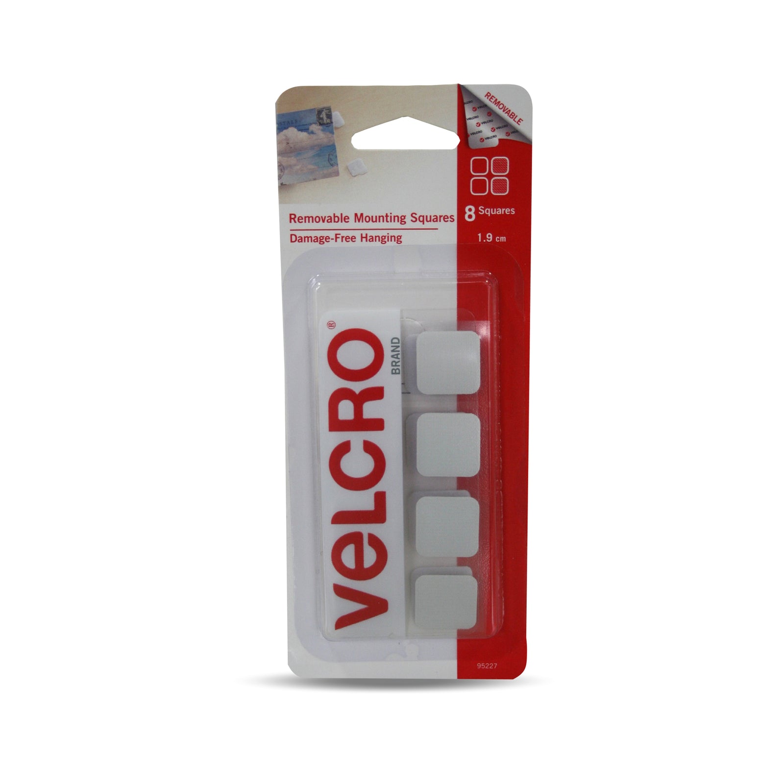 VELCRO BRAND REMOVABLE SQUARES 1.9CM 8 SETS