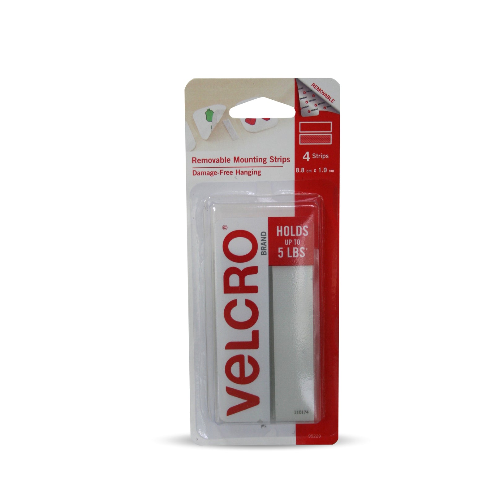 VELCRO BRAND REMOVABLE STRIPS 8.8X1.9CM 4 SETS