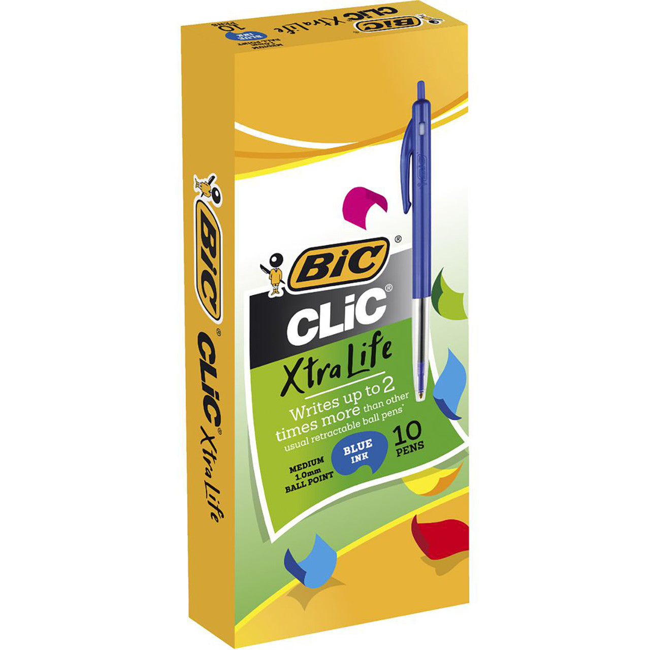 BIC  CLIC MEDIUM RETRACTABLE BALLPOINT PEN BLUE BOX 10