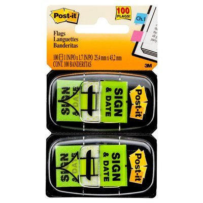 FLAGS POST-IT SIGN & DATE PK100