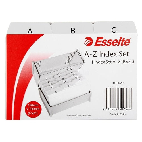 Esselte Indices A-Z Pvc 152x102mm (6x4) Grey