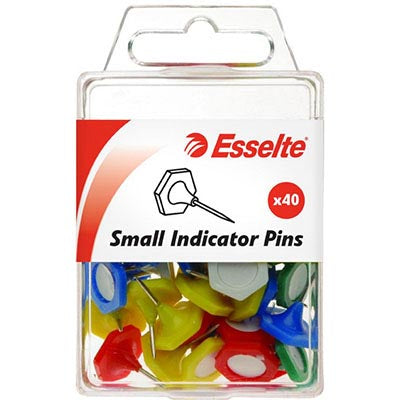 ESSELTE PINS INDICATOR SMALL PK40 ASSORTED