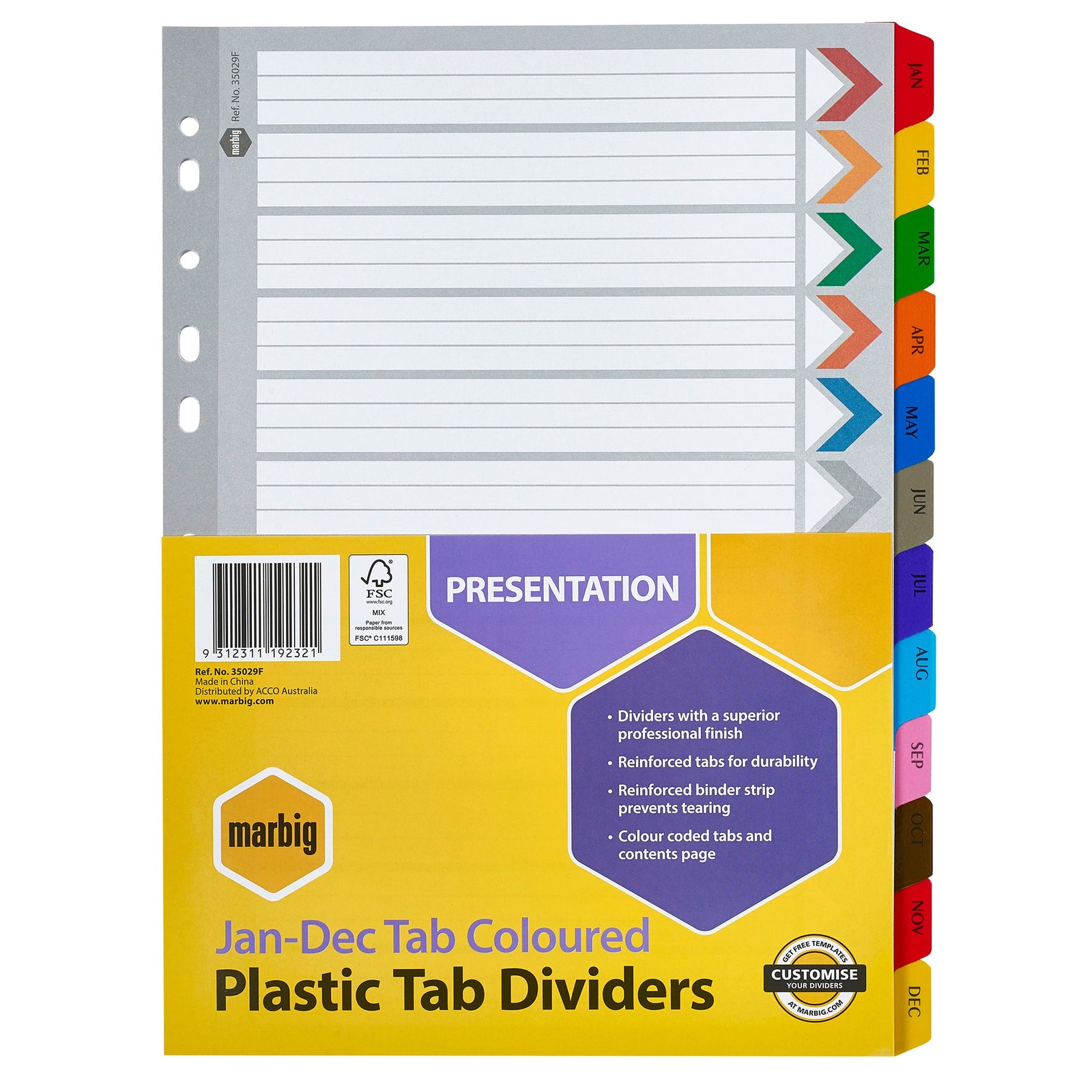 MARBIG A4 COLOURED JAN-DEC DIVIDERS