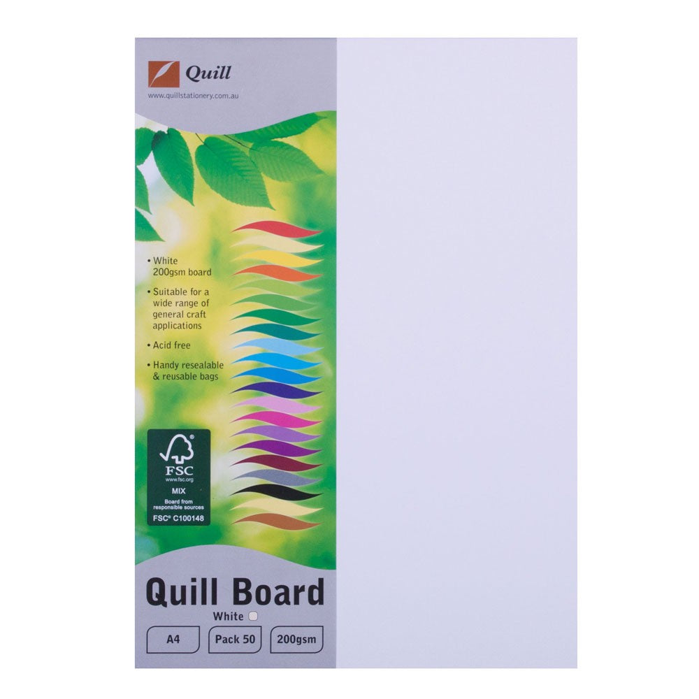 Quill Board - A4 - 200gsm - White - Pack of 50