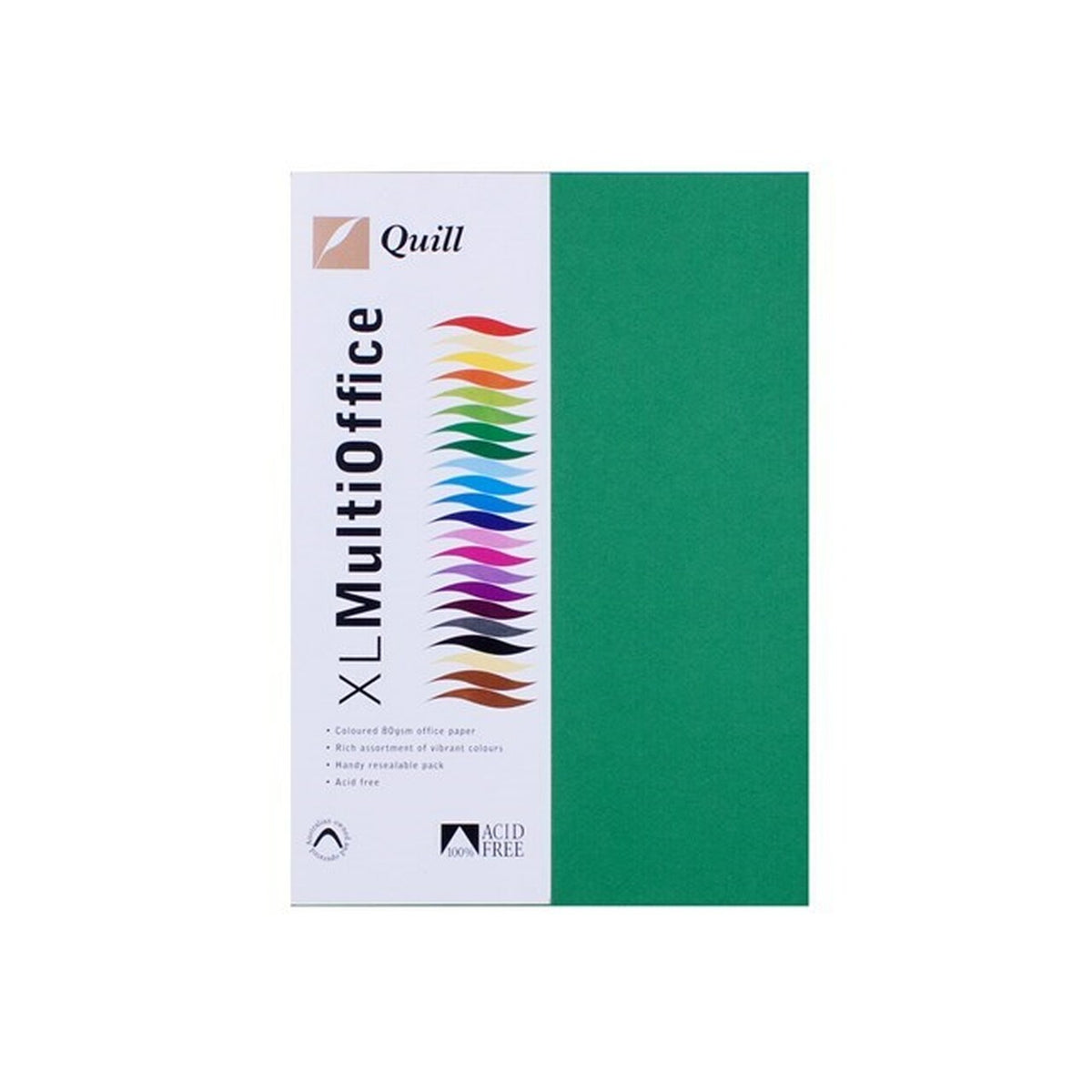 QUILL 100850098 COLOURED PAPER 80GSM A4 PACK 100 EMERALD